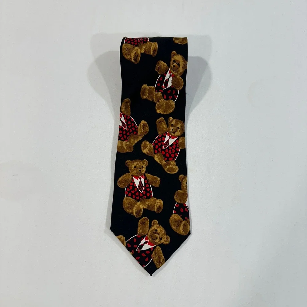 Addiction Silk Tie Mens Teddy Bear Heart Vest Novelty Valentine‎ Gift Hand Made